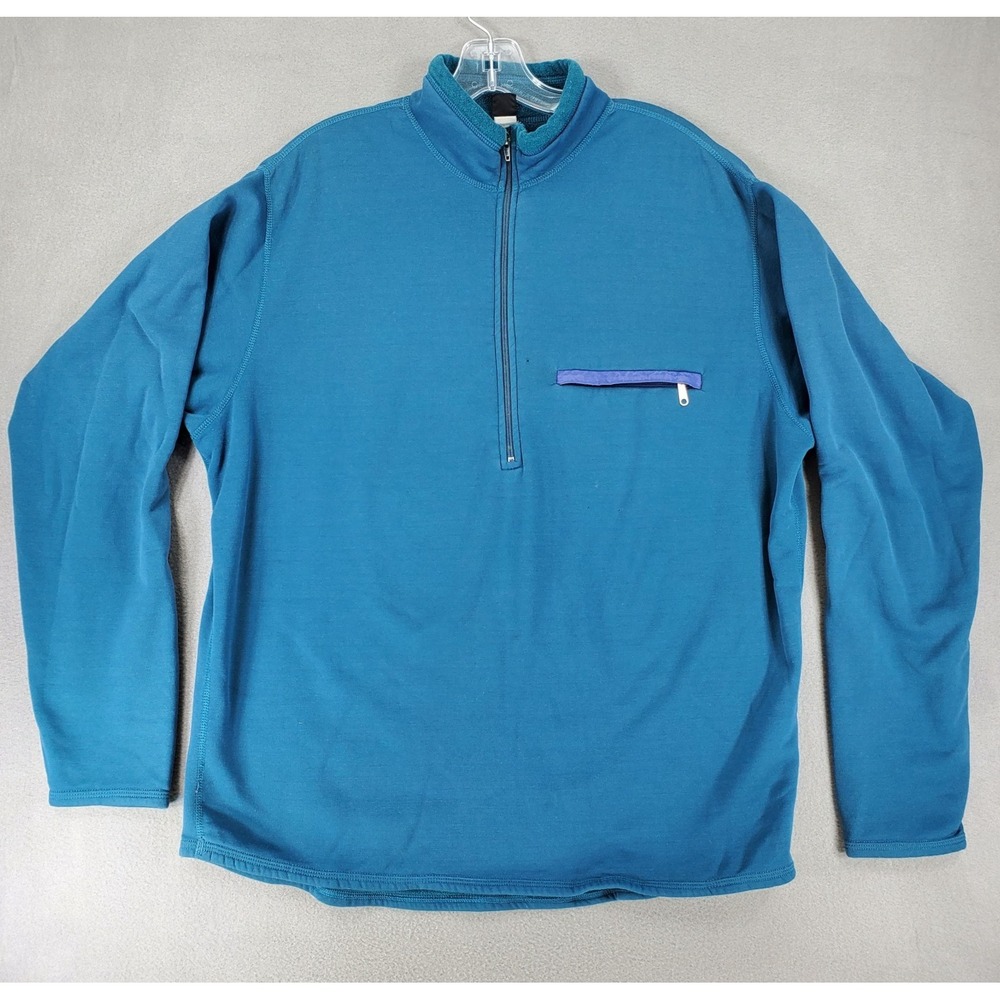 Vintage Patagonia Turquoise Jacket 1/2 Zip Unisex Fleece Sz XL USA Distressed